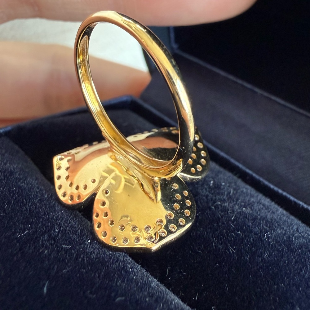 18K Gold Natural Pearl Natural Diamond Ring - Picture 5 of 9